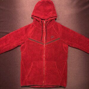 Nike Red Sherpa Fleece Zip-Up Hoodie | Unisex